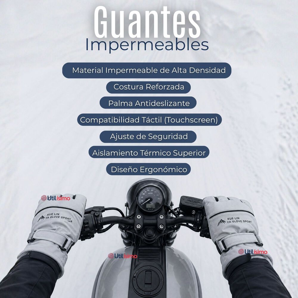 Guantes Para Moto Impermeables Gris Touchscreen Antideslizantes T&eacute;rmicos image number 1.0
