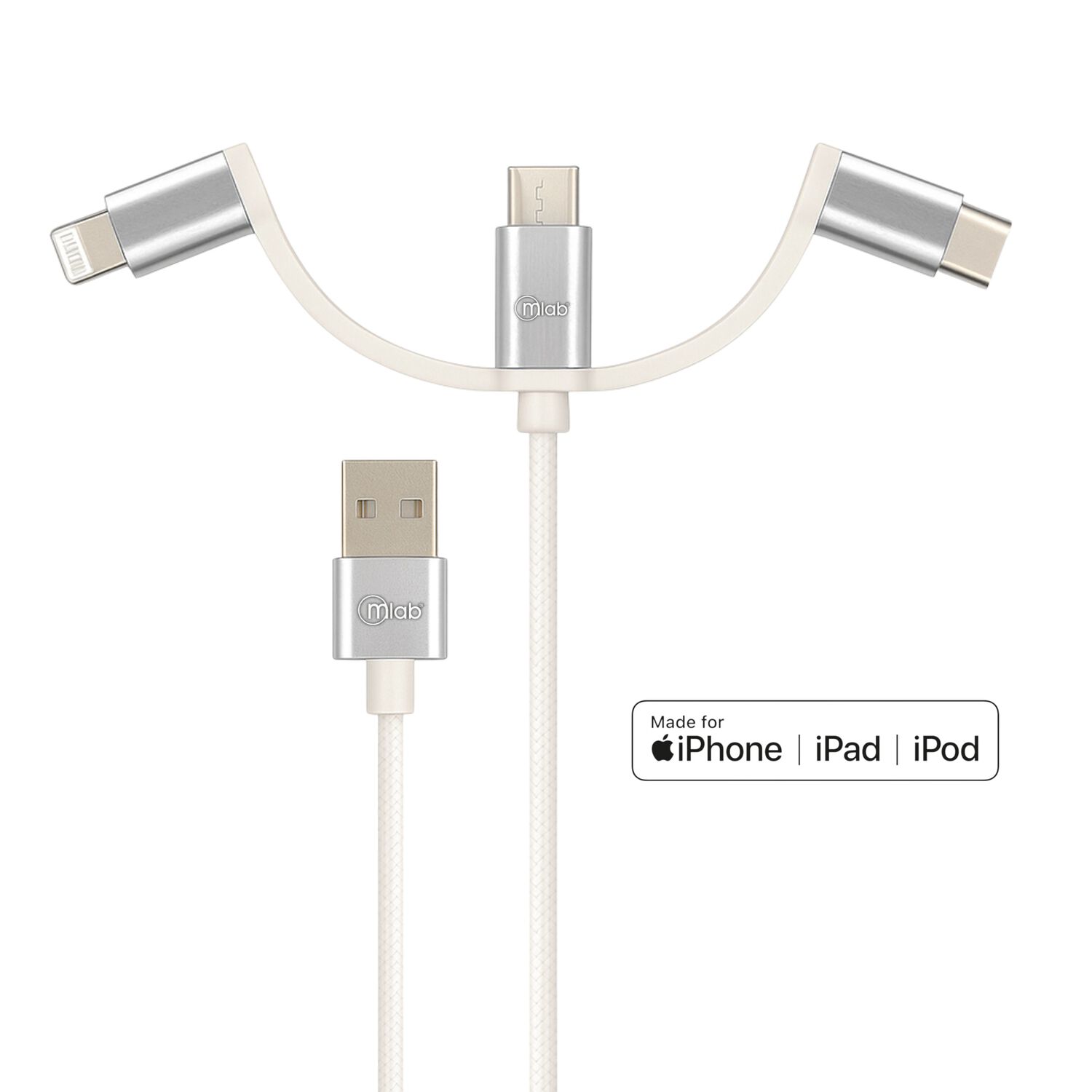 Cable 3en1 Mfi Certificado Para Iphone & Android Multipuerto image number 1.0