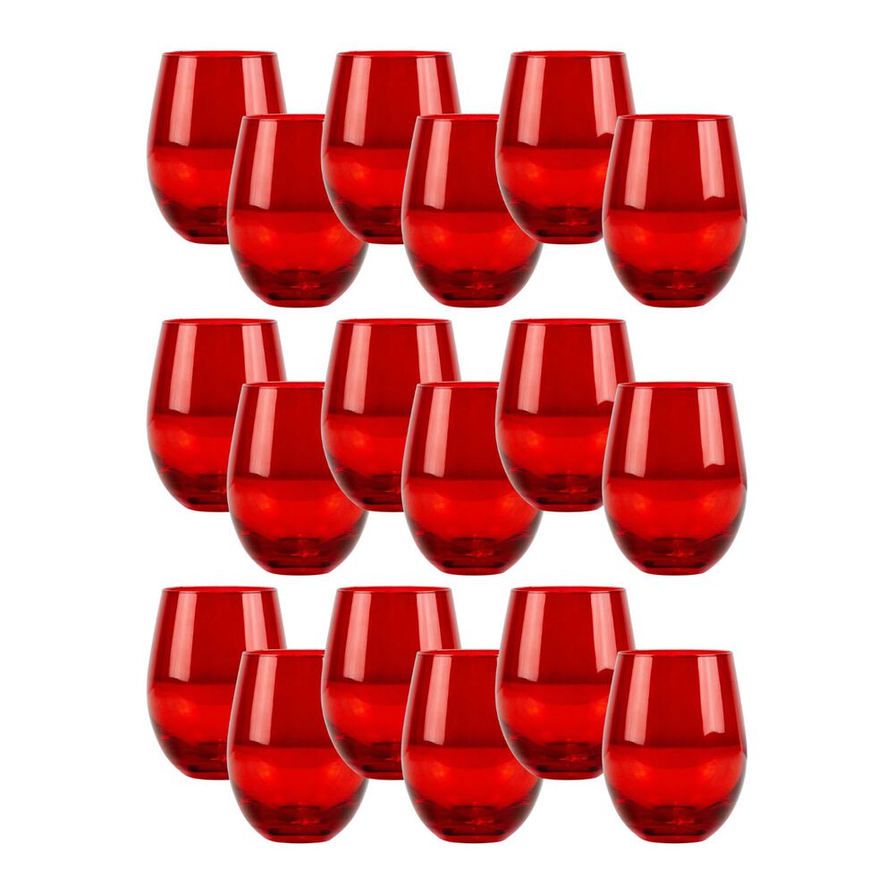 Set 18 Vasos Vidrio Bajos Full Color Rojo 480ml Allegra image number 0.0