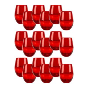 Set 18 Vasos Vidrio Bajos Full Color Rojo 480ml Allegra