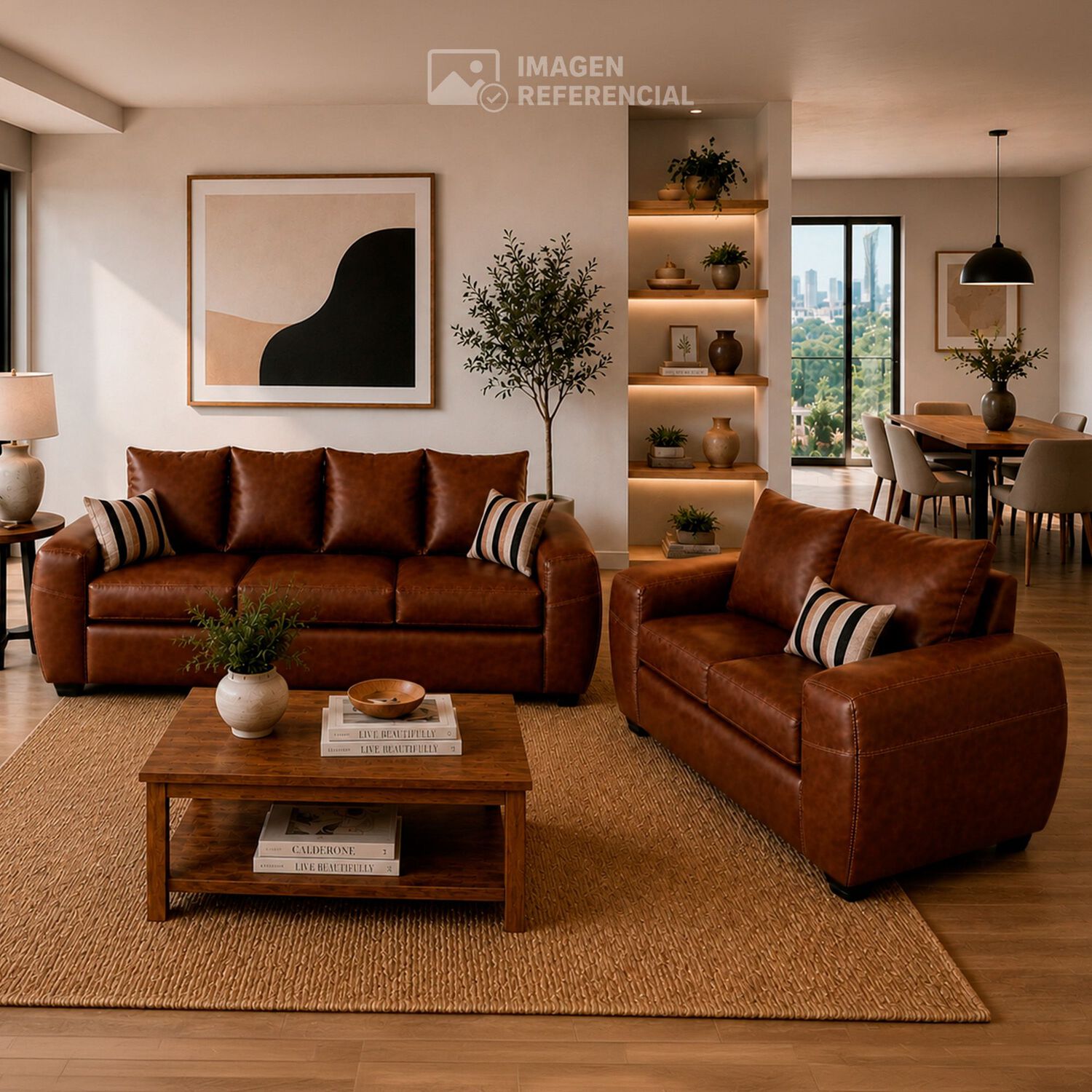 Juego De Living Elegant Detail Houston Pu / 5 Cuerpos image number 0.0