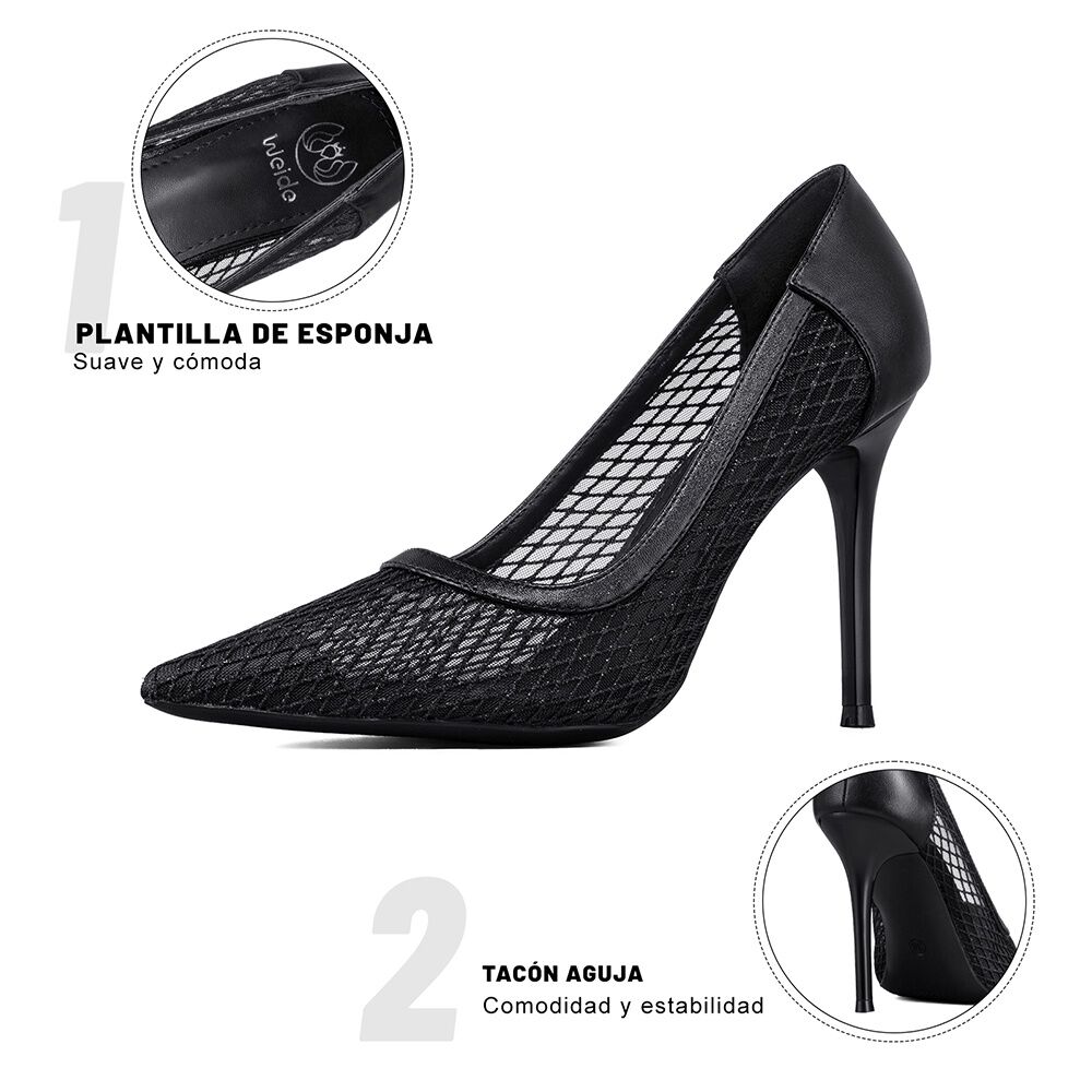 Zapato Taco Alto Elegante Malla Moda Mujer Weide Ghe36 image number 9.0