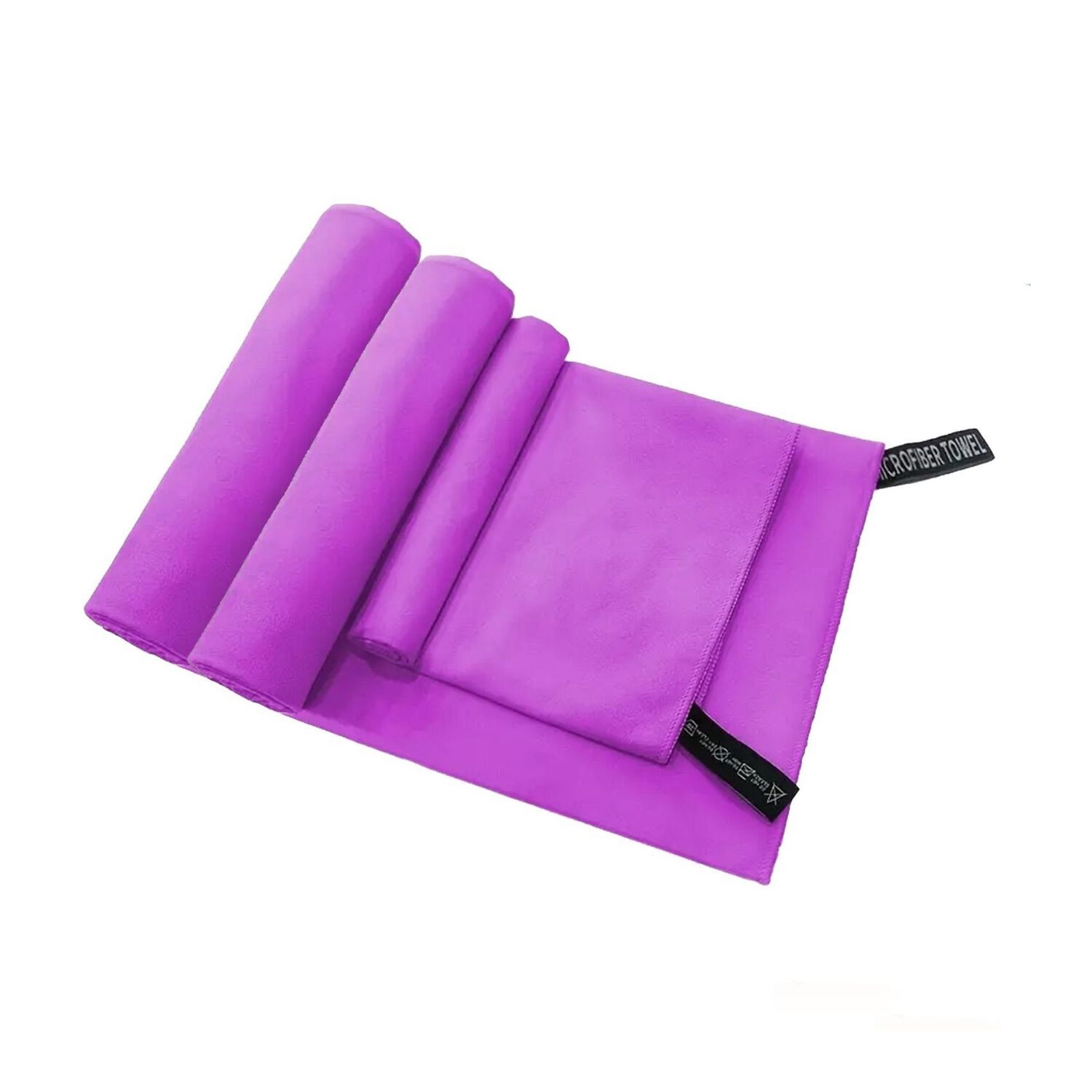 Set 3 Toallas Ba&ntilde;o Viaje Microfibra Secado R&aacute;pido Violeta Claro image number 0.0