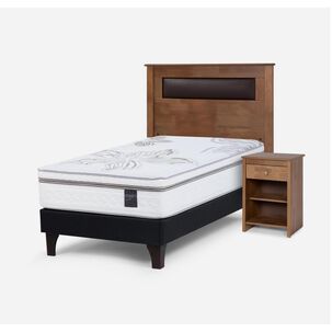 Cama Europea Rosen Art 4 / 1.5 Plazas / Base Normal  + Set Maderas Ferrara