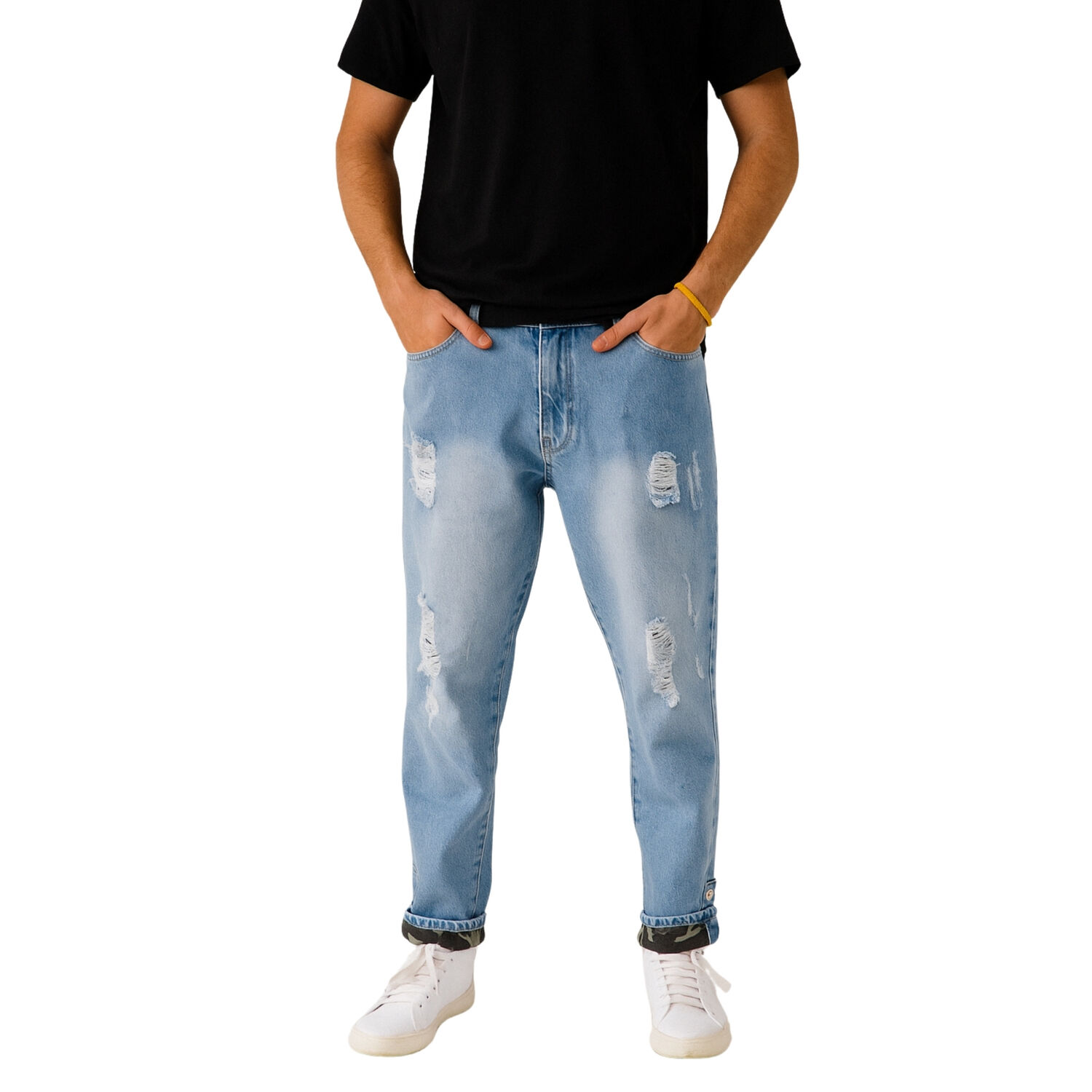 Pantalon Jeans Mom Destroyed Hombre image number 0.0