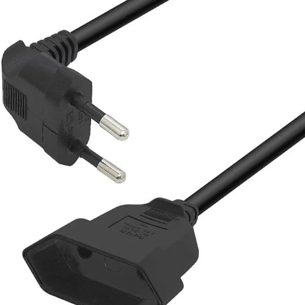 Cable De Extensión Europeo, Enchufe Macho A Hembra 90 Grados De 0.3 Mts image number 5.0