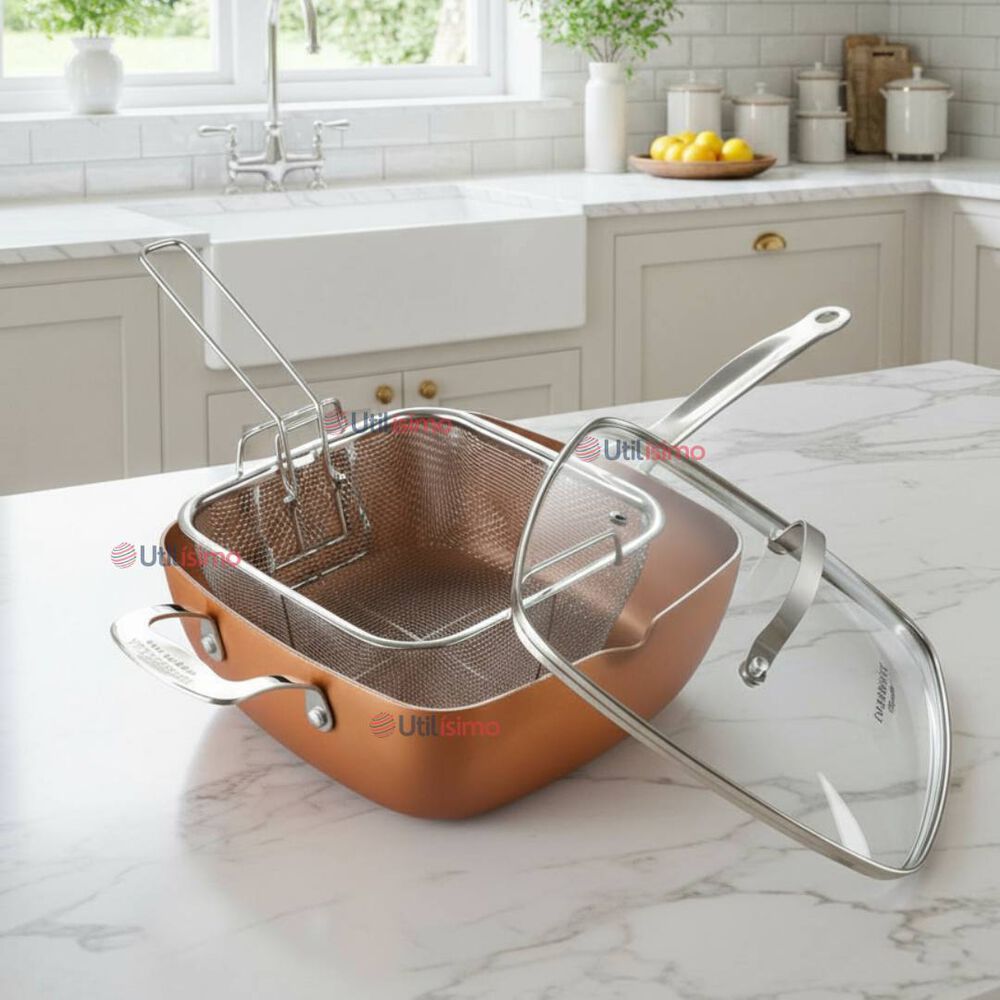 Sartén Antiadherente De Cobre Multiuso 3 En 1 Cesta Para Freír Vaporera image number 1.0