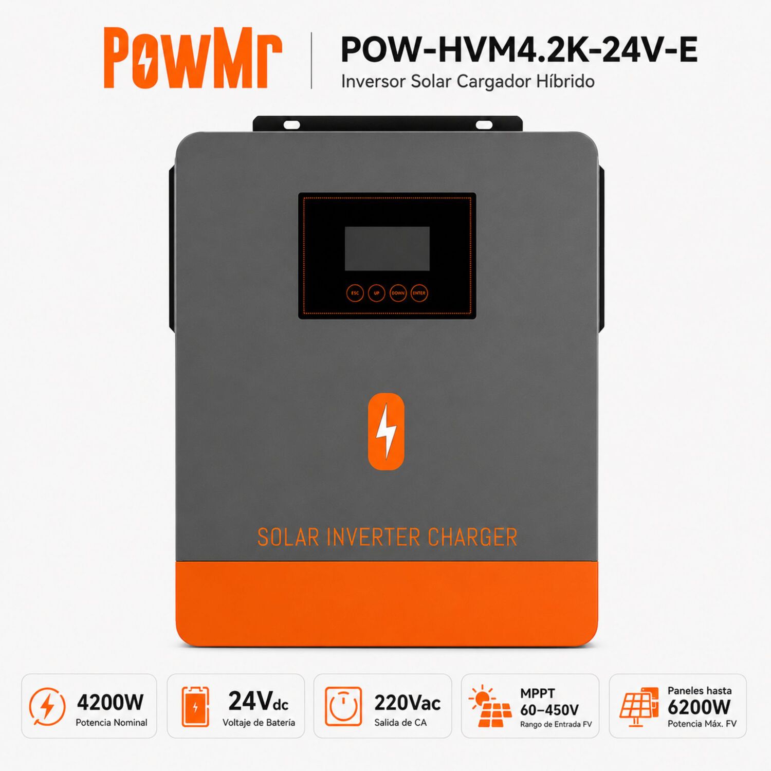 Inversor Solar H&iacute;brido Powmr 4200w 24v Funciona Sin Bater&iacute;as image number 0.0