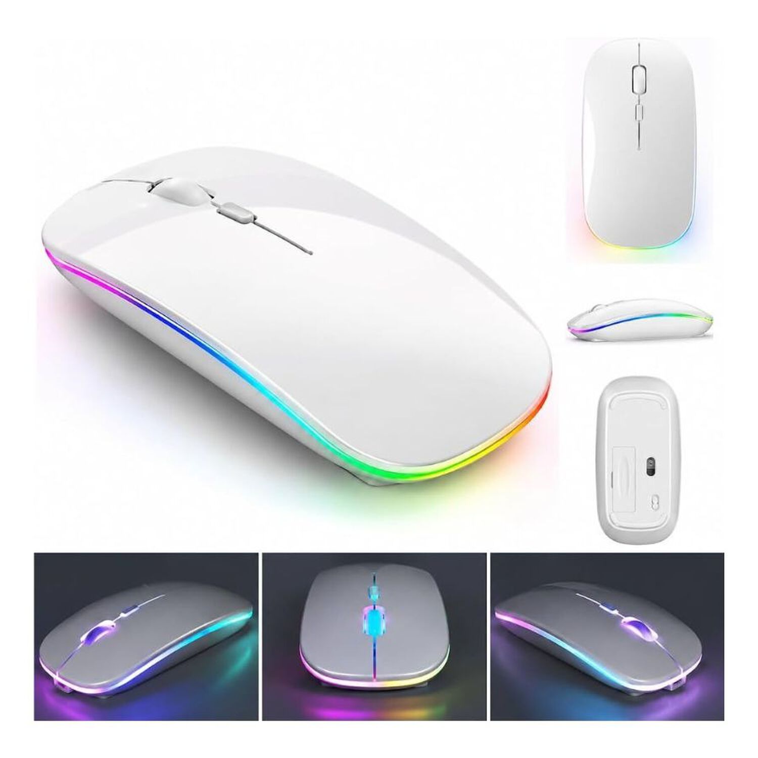 Mouse Inal&aacute;mbrico Aoas Bluetooth Usb Recargable Blanco image number 3.0