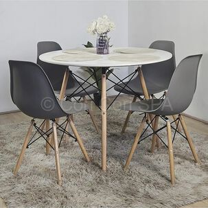 Juego De Comedor Mesa Eames Blanca 100cms + 4 Sillas Eames Gris