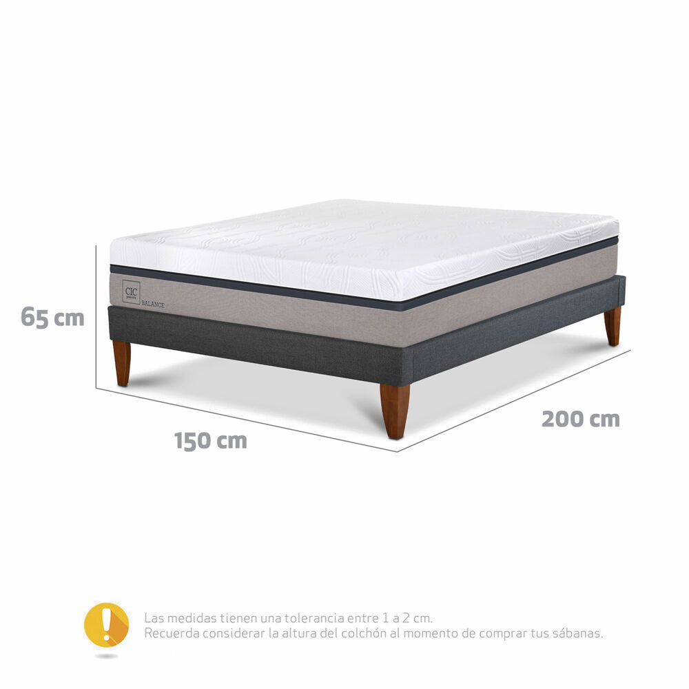 Cama Europea Cic Curve Balance / 2 Plazas / Base Normal image number 2.0