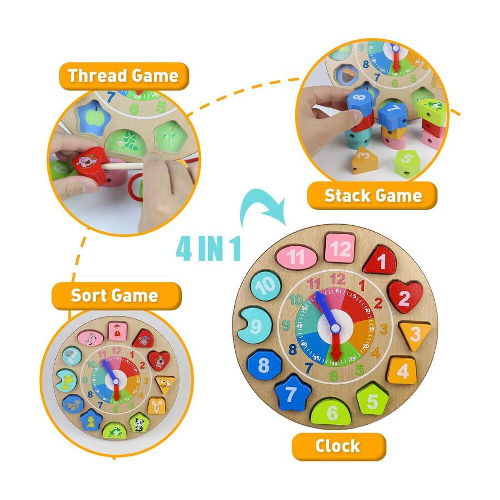 Reloj De Encaje De Madera Juguete Para Ni&ntilde;os image number 2.0