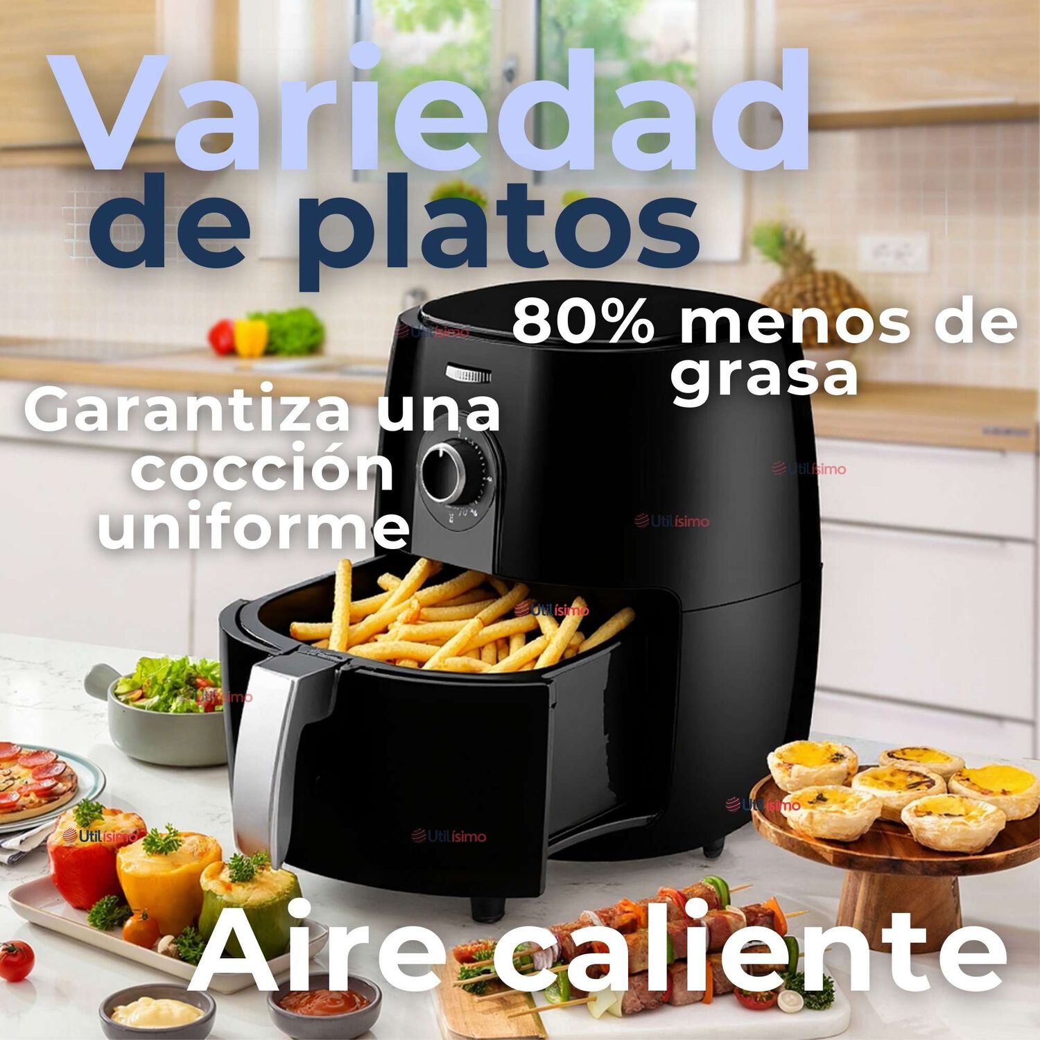 Freidora De Aire Premium 5 Litros 1350w+kit De 100 Forros De Papel Desechable image number 3.0