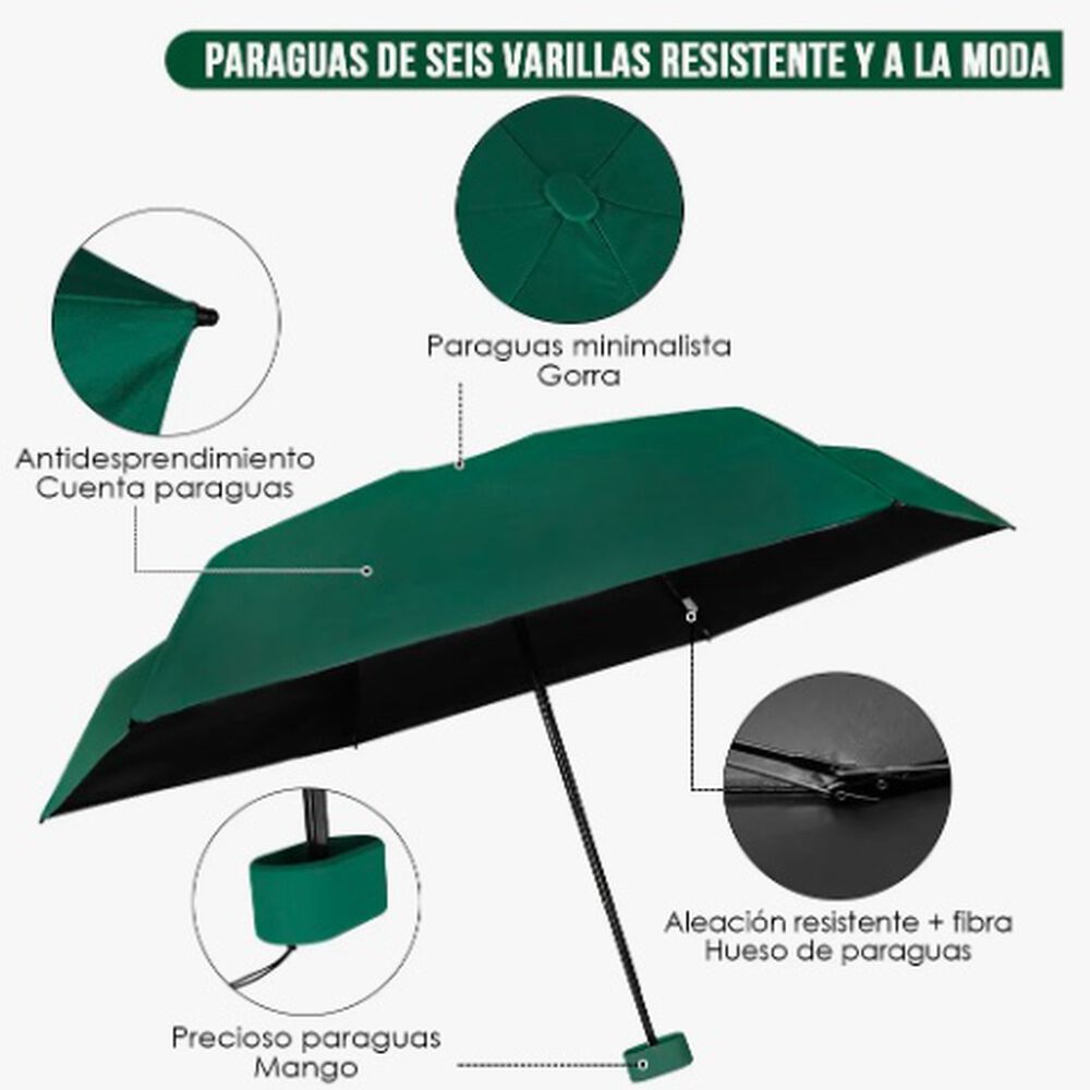 Mini Paragua Plegable Port&aacute;til Anti-uv Verde image number 3.0