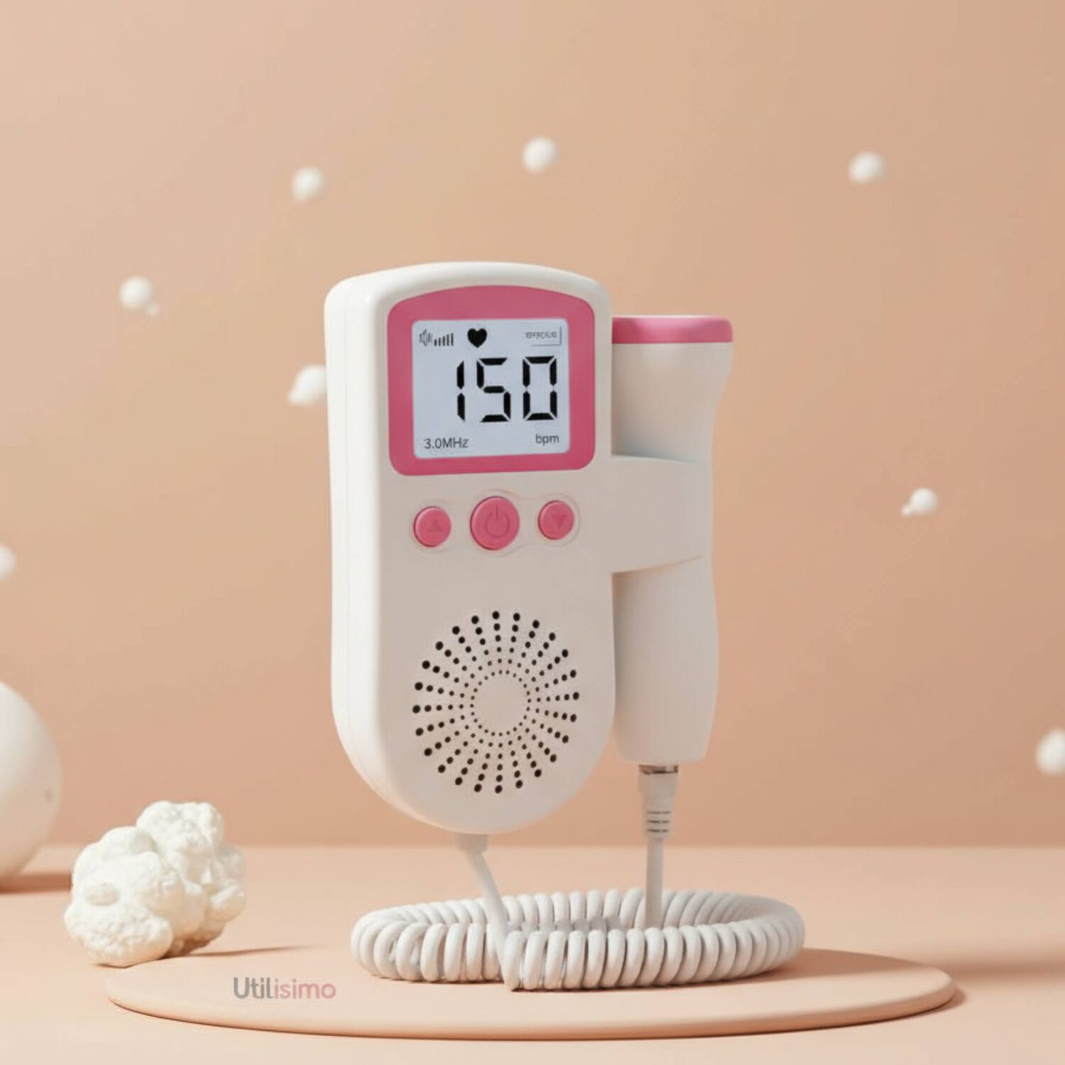 Monitor Fetal Doppler Latidos Fetales Coraz&oacute;n Beb&eacute; Blanco Rosa image number 0.0