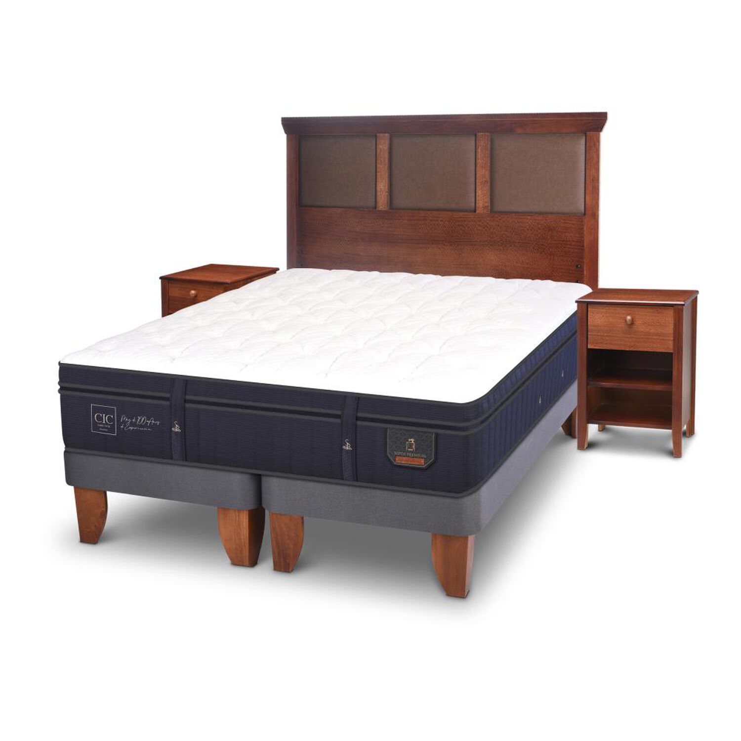 Cama Europea Cic Super Premium / 2 Plazas / Base Dividida + Set De Maderas image number 3.0