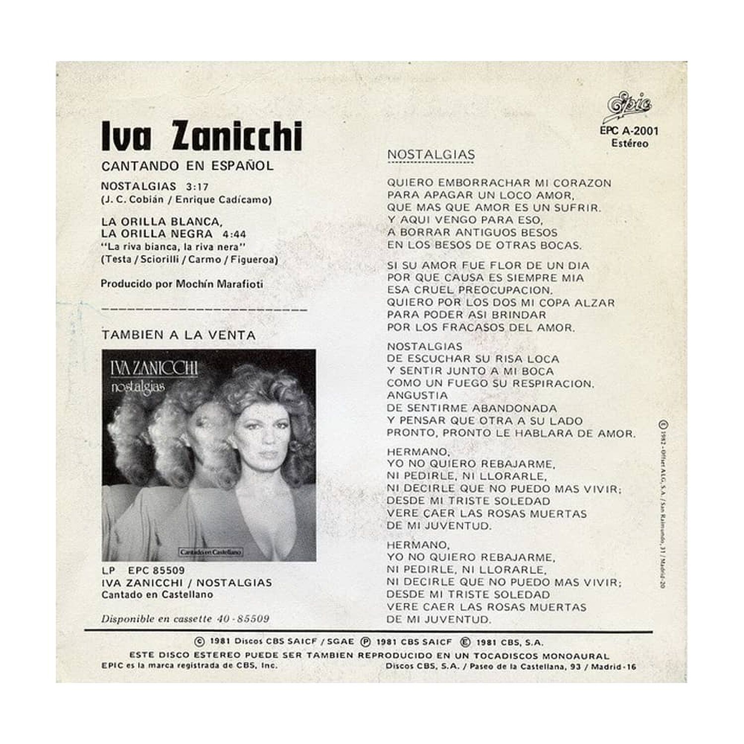 Iva Zanicchi - Nostalgias | 7" Single Vinilo Usado image number 1.0