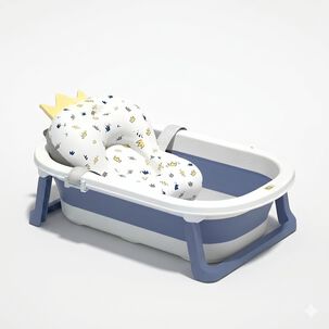 Ba&ntilde;era Plegable Con Term&oacute;metro, Cojin Y M&aacute;s Accesorios Azul