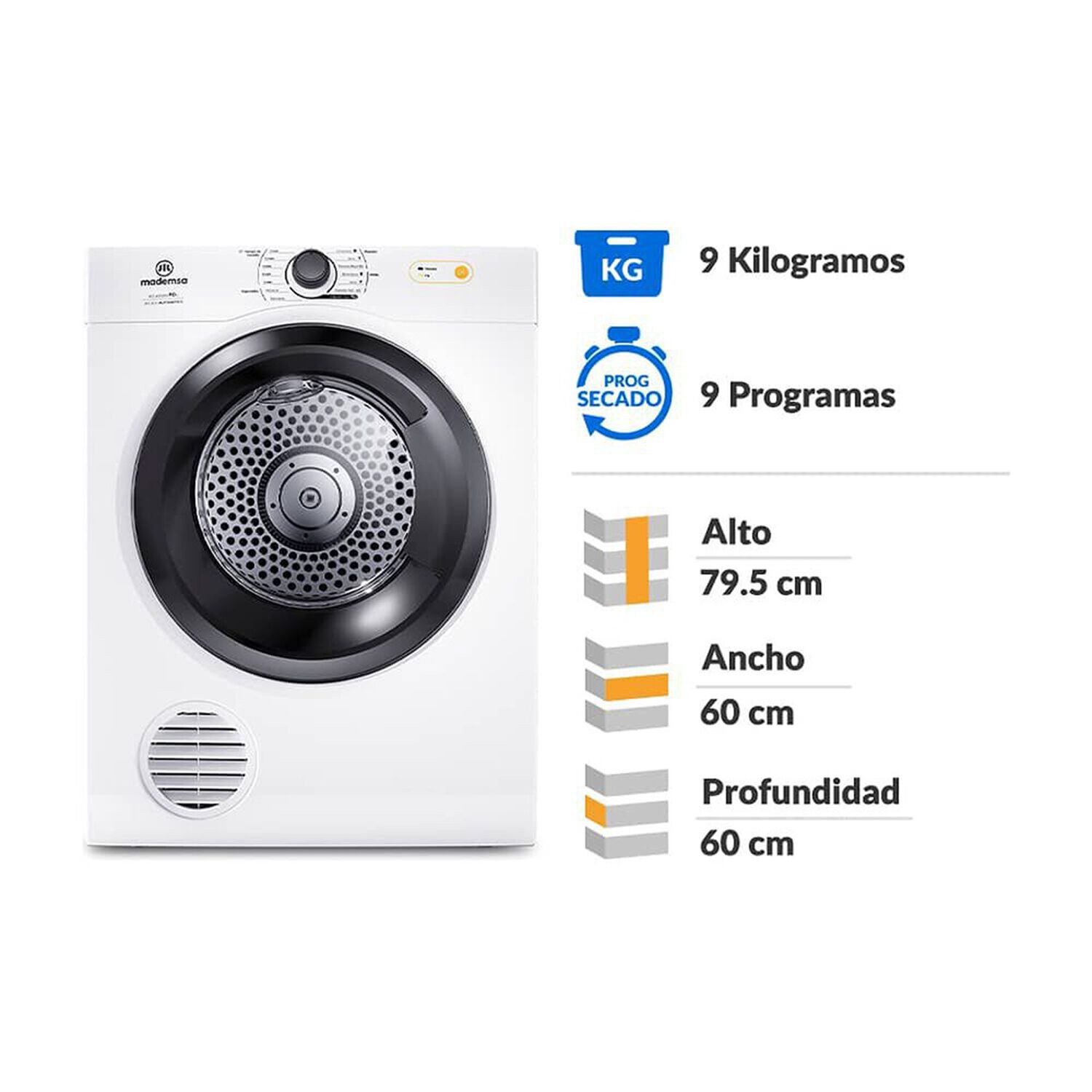 Secadora Mademsa Secado Autom&aacute;tico 9dbzg Pro 9kg image number 1.0