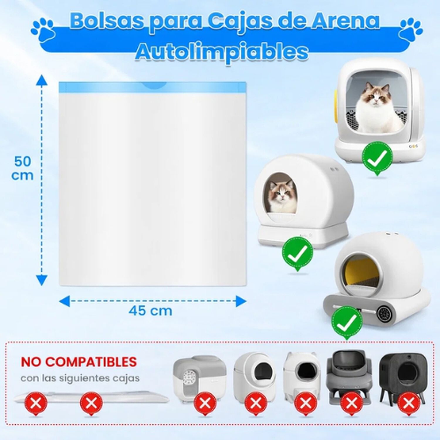 Bolsas Arena Gatos Extra Gruesas Para Cajas Autolimpantes image number 1.0
