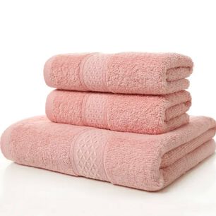 Set De 3 Toallas 100% Algod&oacute;n, Rosa