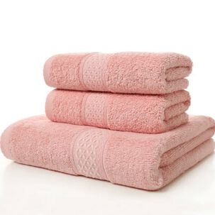 Set De 3 Toallas 100% Algodón, Rosa Set De 3 Toallas 100% Algodón, Rosa