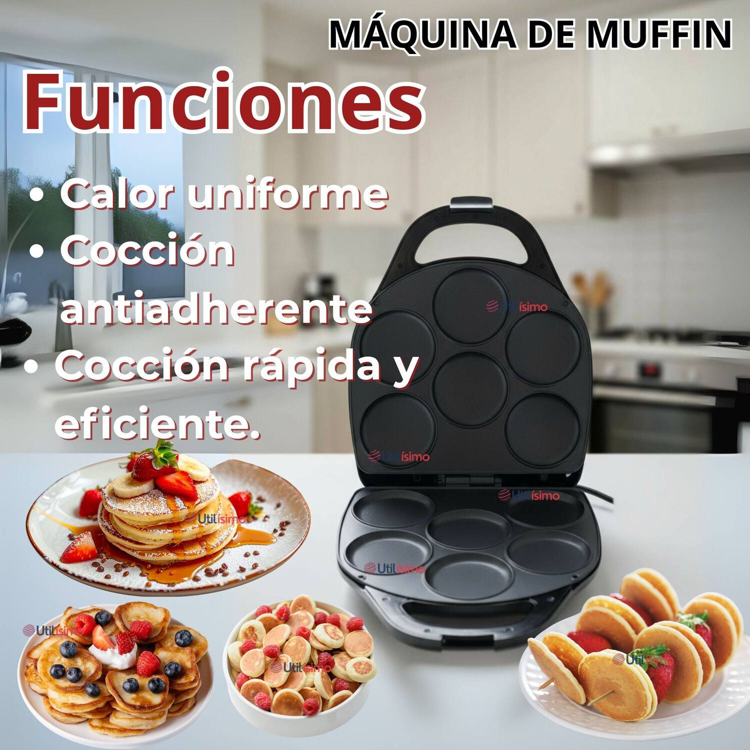 M&aacute;quina De Muffins Mini Panqueques Arepas Huevos Pasteles image number 7.0