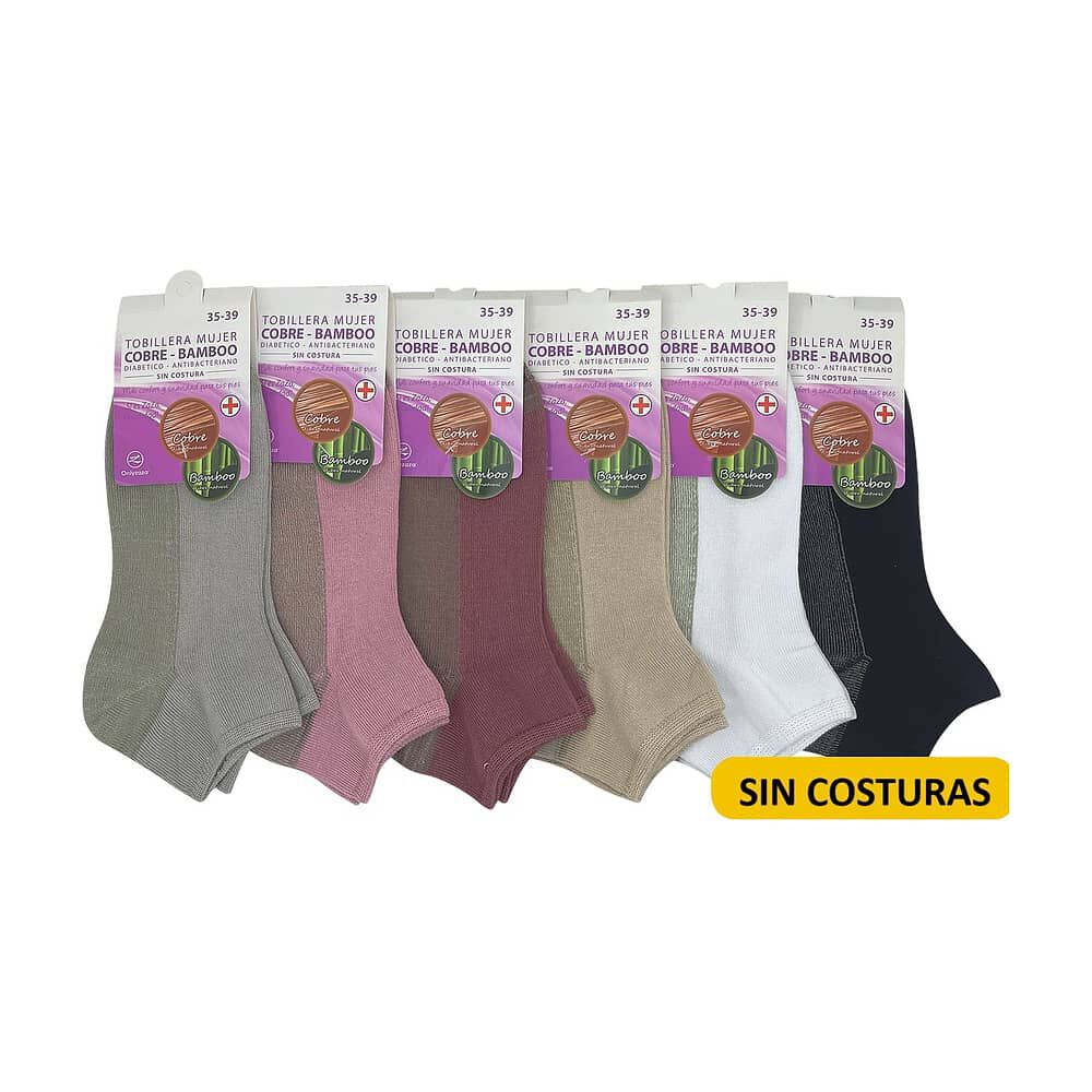 Calcetas Tobilleras Sin Costuras Para Mujer Con Bambu Y Cobre - Docena image number 0.0