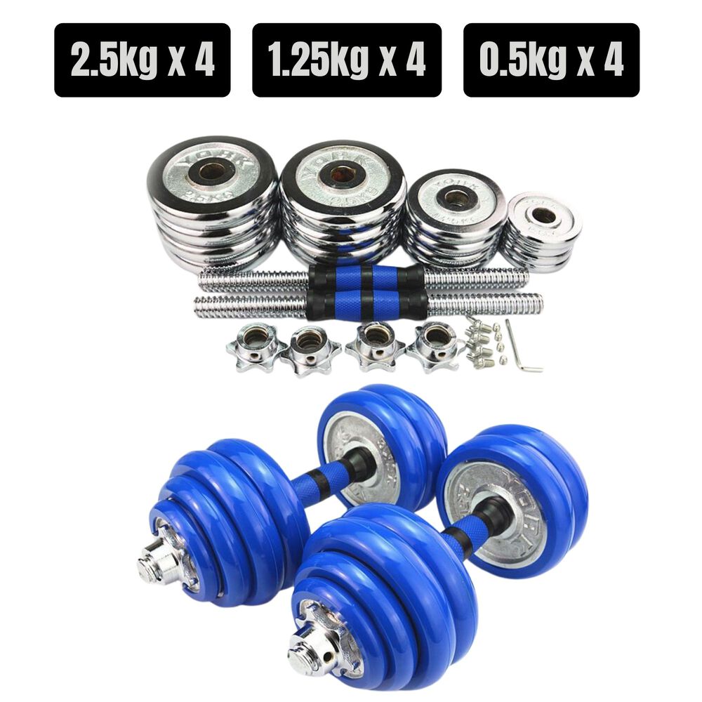 Set Mancuernas De Metal Cromadas 20 Kg Con Barra image number 2.0