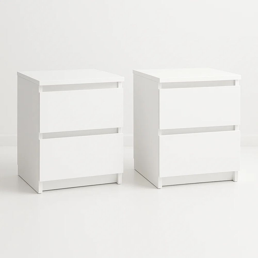 Pack De 2 Veladores Cajon Doble Minimal Blanco image number 0.0