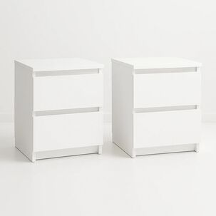 Pack De 2 Veladores Cajon Doble Minimal Blanco