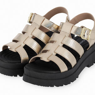 Sandalia Claudia Dorado/negro Piccadilly