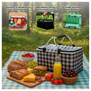 Canasta De Picnic Con Aislante Térmico Viajera Plegable Para Alimentos