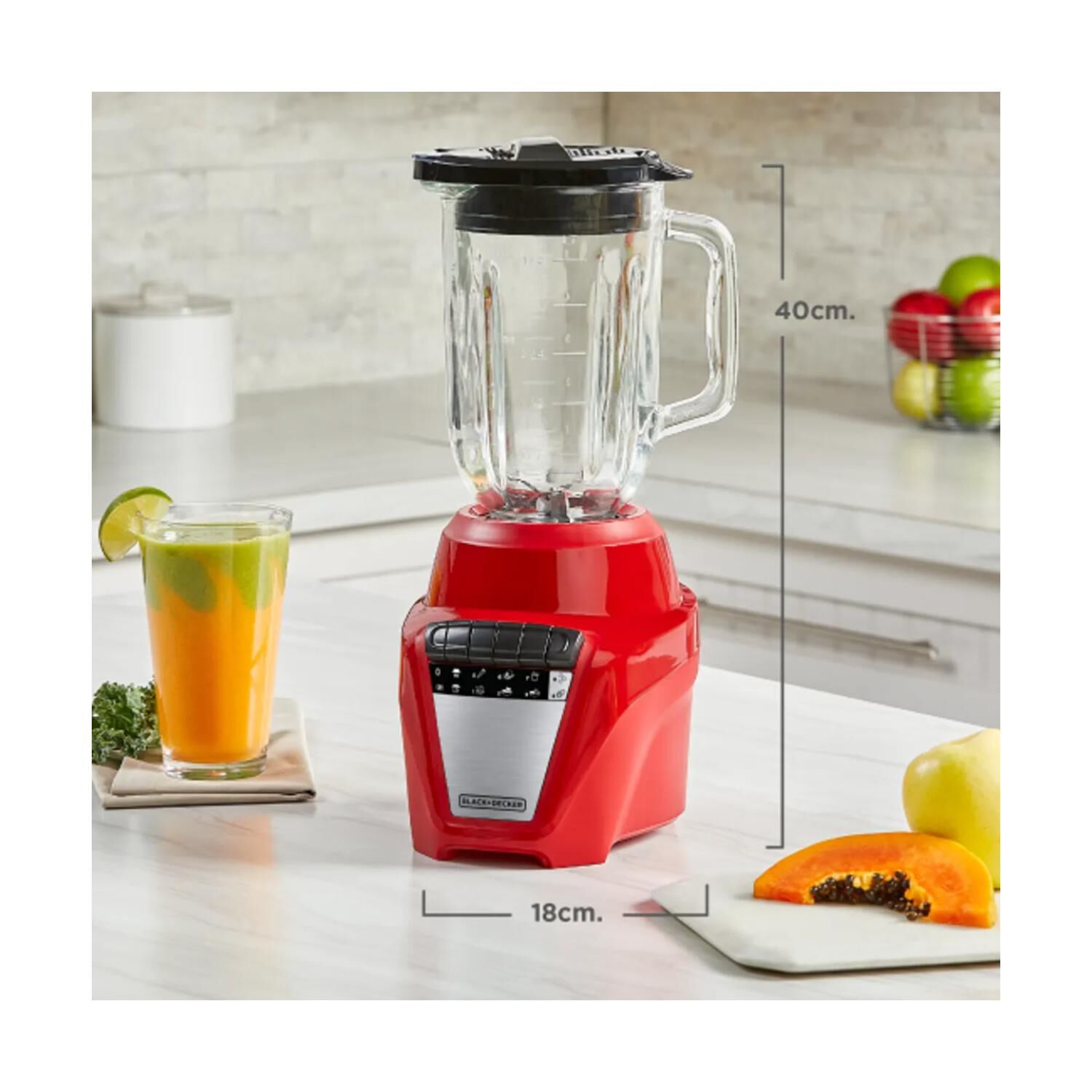 Licuadora Vaso Vidrio 1250ml 700w Rojo Ice Crush Black+decker image number 2.0