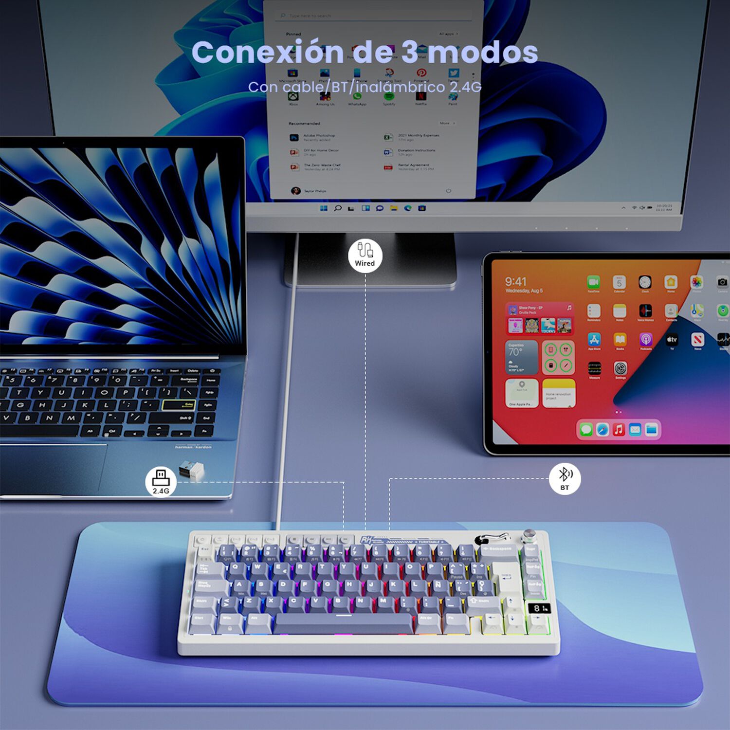 Teclado Mec&aacute;nico Inal&aacute;mbrico Rkm65 65% Espa&ntilde;ol Royal Kludge image number 4.0