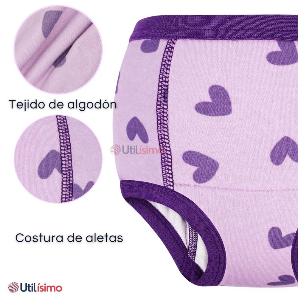 Pack 3 Calzón Pantys Niña Entrenamiento Algodón Absorbente Transpirable Cintura Elástica image number 7.0