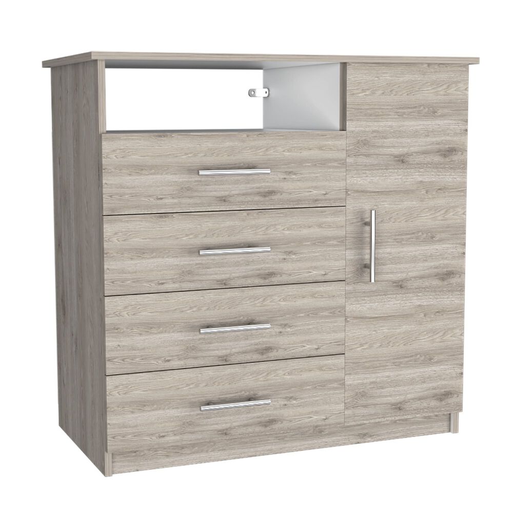 Comoda 4 Cajones 1 Puerta Fm-018g - Gris Claro image number 0.0