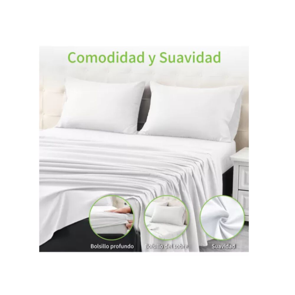 Juego De Sábana 200 Hilos 2 Plazas 4 Piezas Variedad Colores image number 6.0