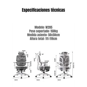 Silla De Escritorio W205 Con Apoya Pies Negra Lubabycas