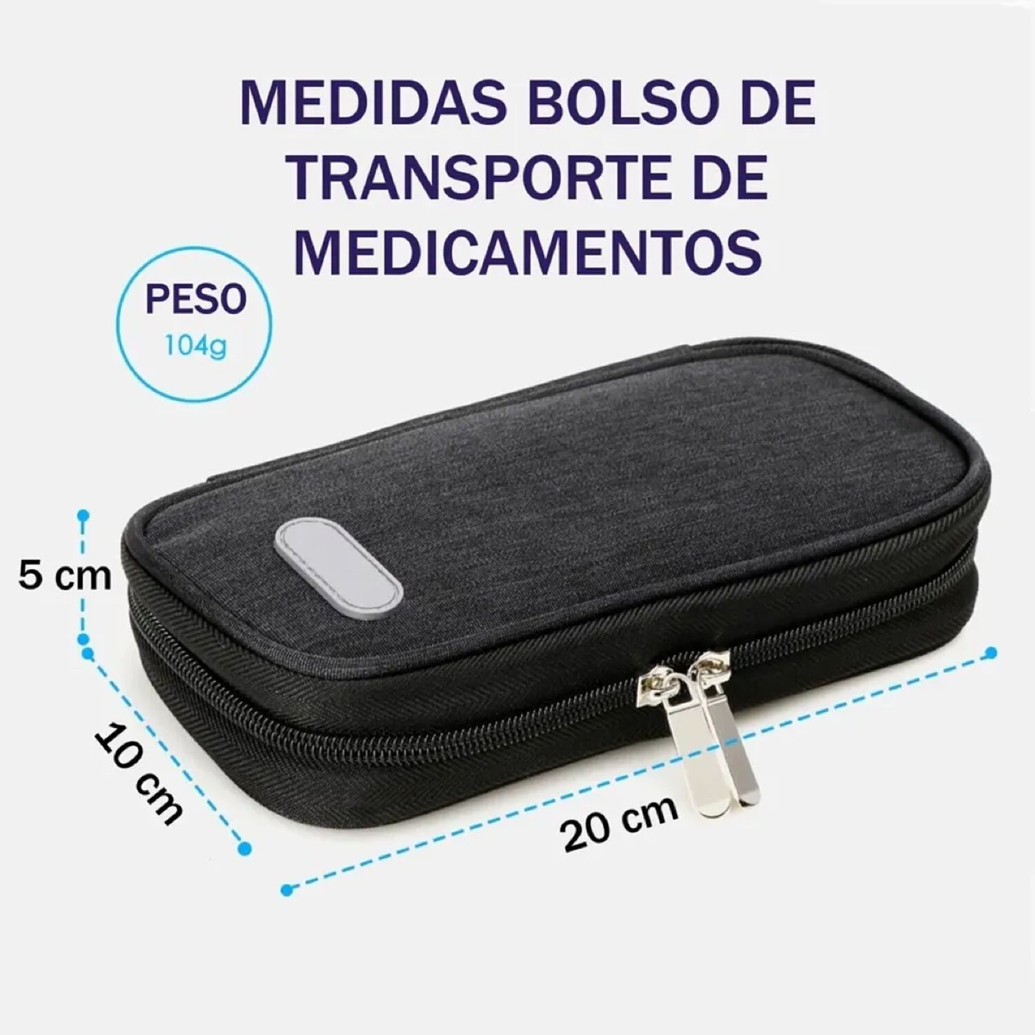 Bolso Estuche Cooler Porta Insulina Para Viaje Refrigerante Tela Negro image number 1.0
