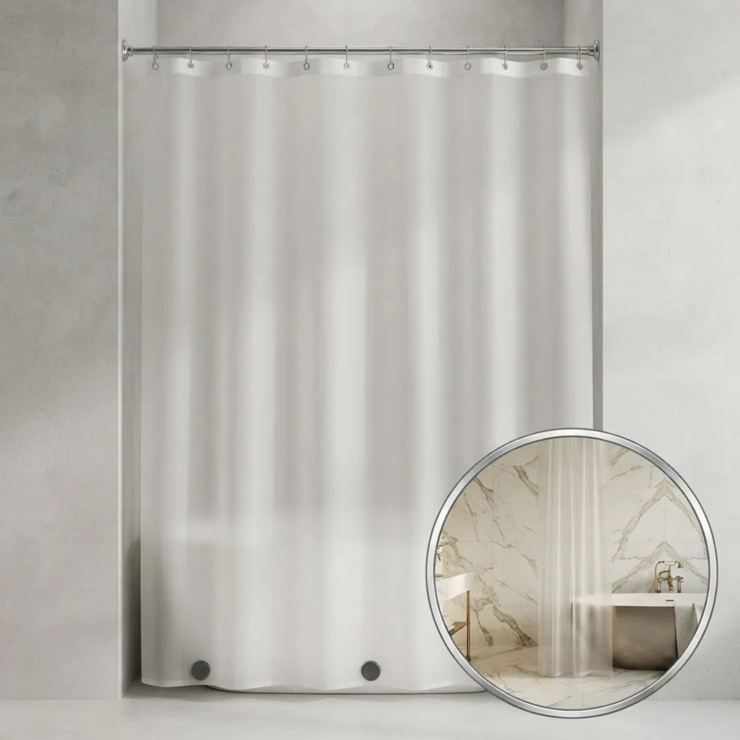Forro Para Cortina De Ba&ntilde;o Traslucido, 3 Magnetos 180180cm image number 0.0