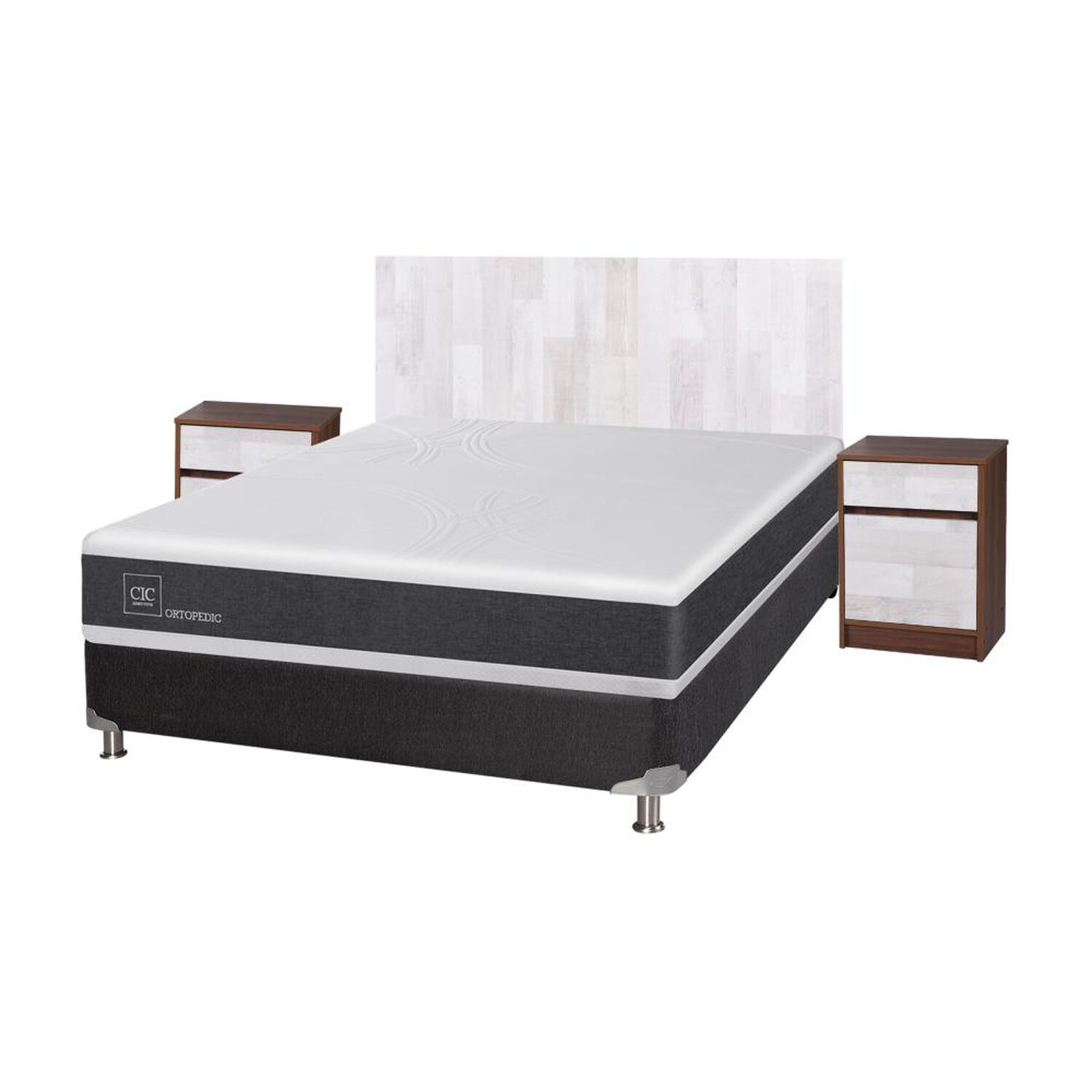 Box Spring Cic New Ortopedic B5 / 2 Plazas / Base Normal + Set de Maderas Legno image number 1.0
