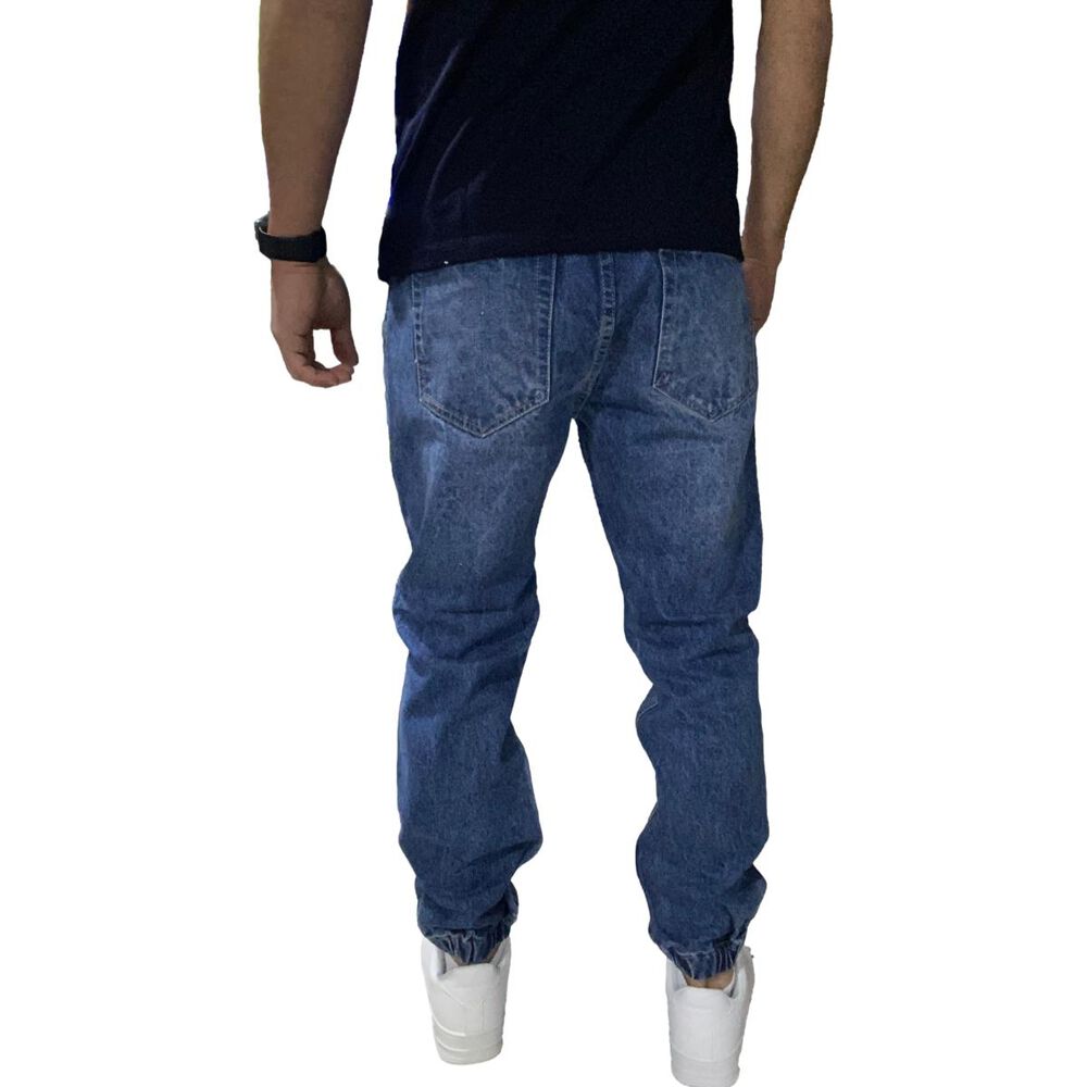 Joggers Jeans Mom Rasgado Tela Rígida Azul image number 4.0