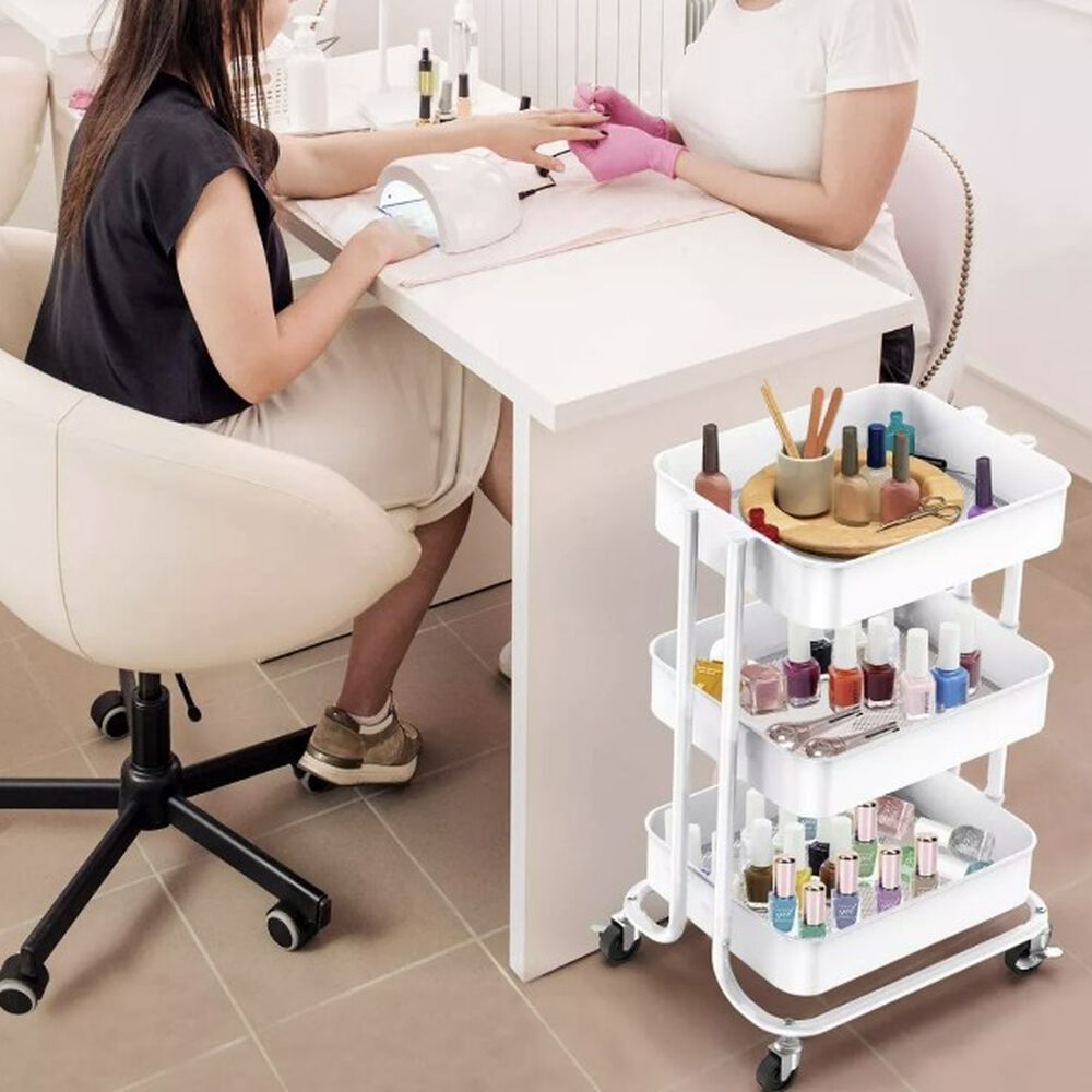 Carro Organizador Mueble Estante De Almacenamiento 3 Nivele Color Blanco image number 2.0