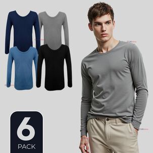 Pack 6 Camiseta Hombre Bamb&uacute; Manga Larga Primera Capa Polera