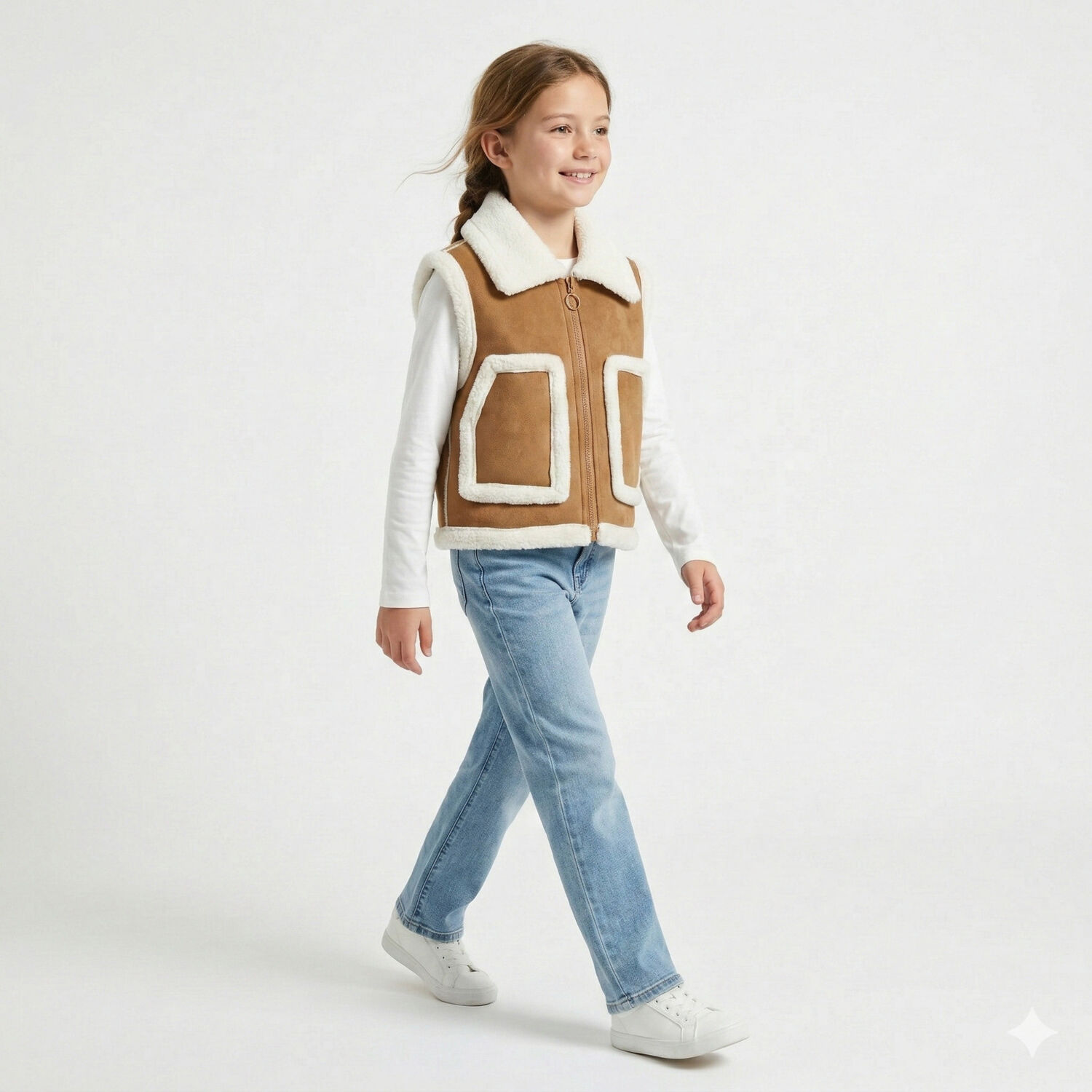 Chaleco Borrego Unisex Sin Mangas Invierno Estilo Europeo image number 3.0