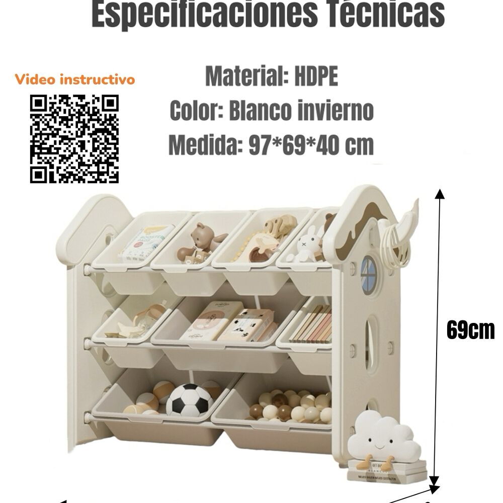 Estante Infantil Organizador De Juguetes Blanco By Lubabycas image number 4.0