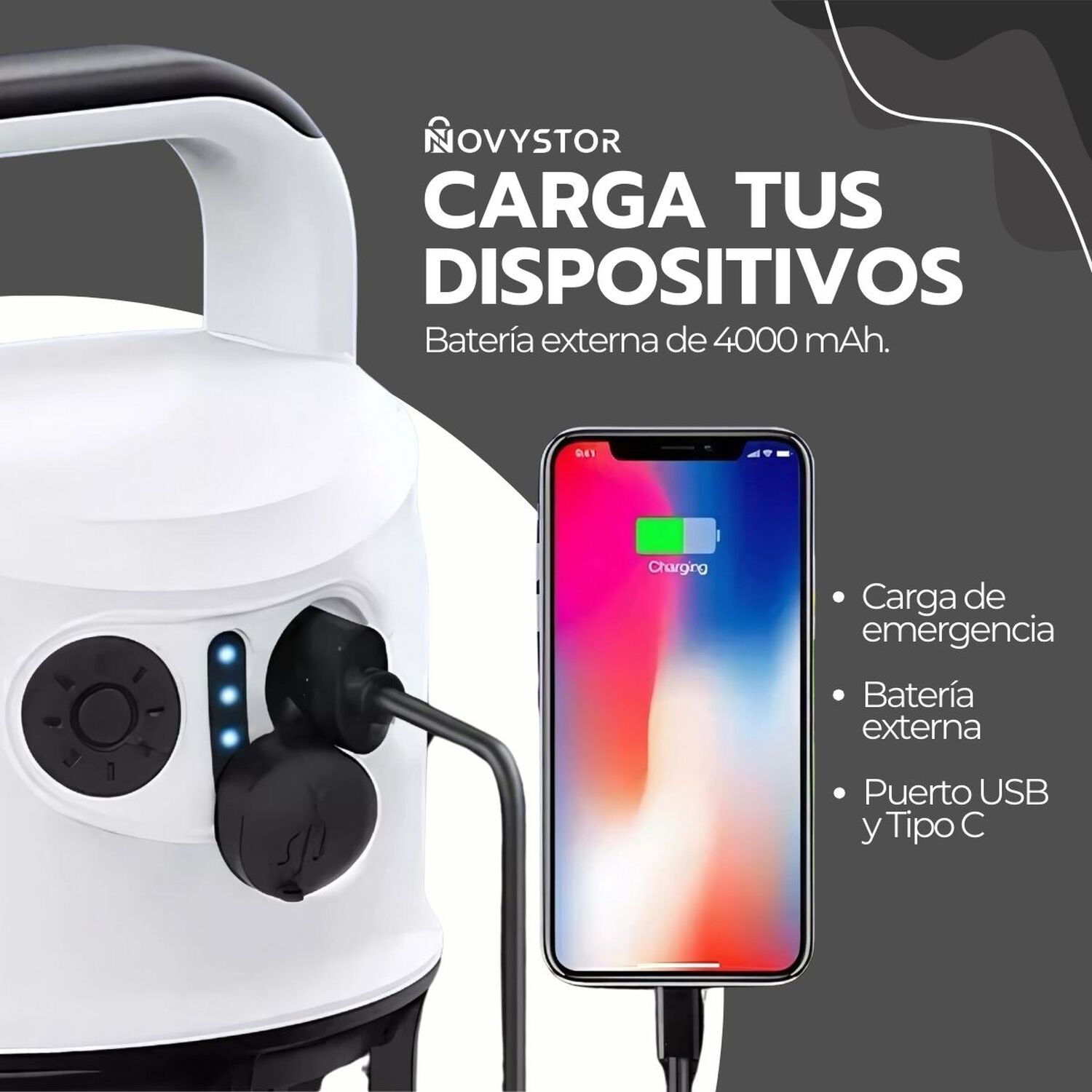L&aacute;mpara Camping Dual Led Recargable Con Power Bank image number 6.0