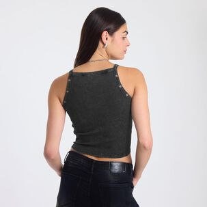 Polera Crop Ojetillos Sin Mangas Cuello Redondo Mujer Rolly Go