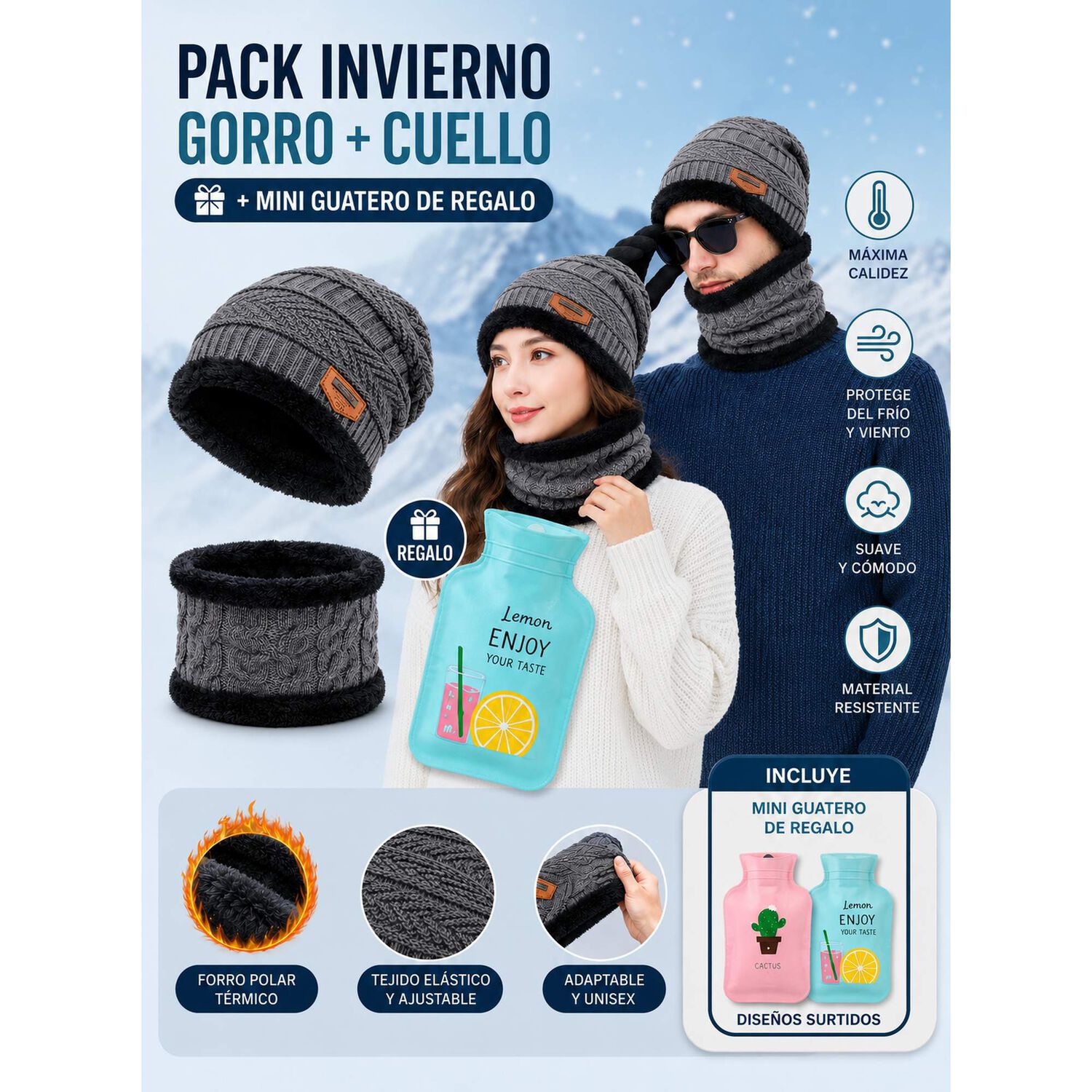Pack Gorro Y Cuello Polar + Guatero Invierno Unisex image number 10.0
